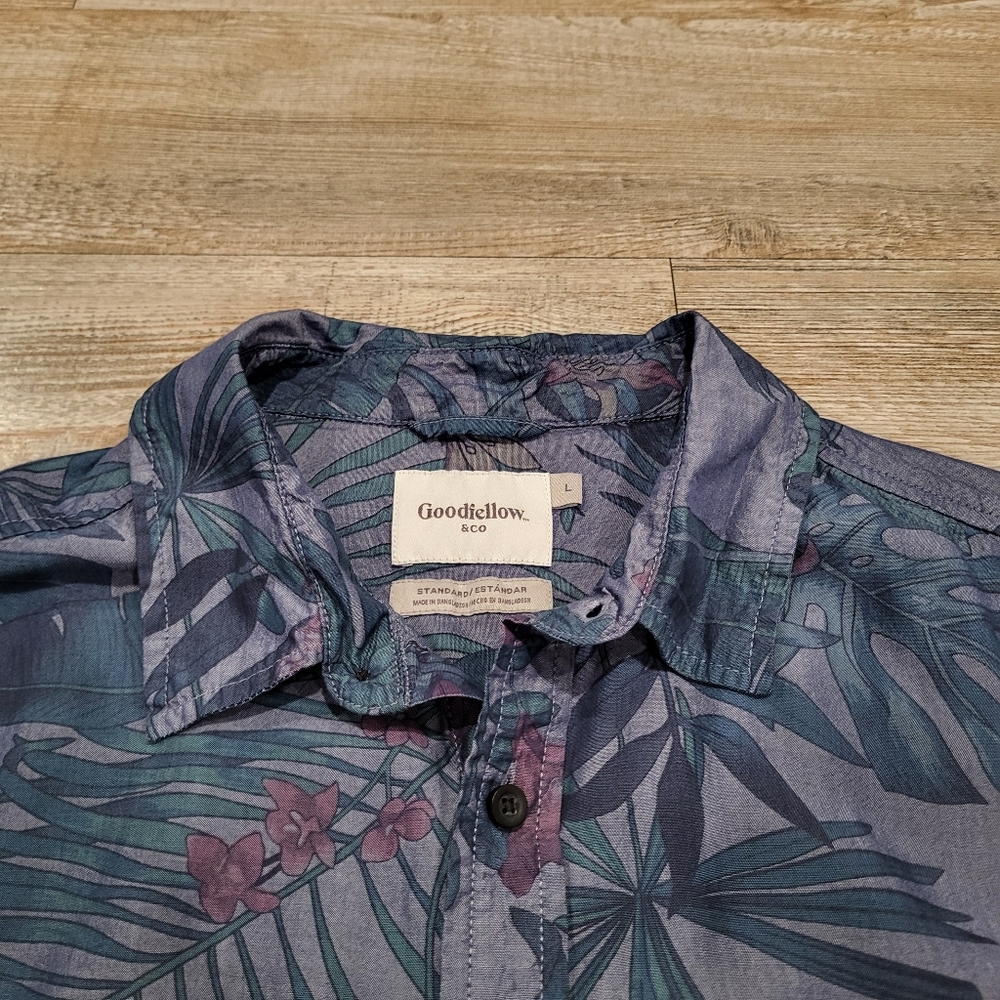 Goodfellow Short Sleeve Hawaiian Shirt Standard Fit Tropical Mens Size Large - Picture 3 of 8